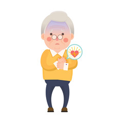 Vector Illustration of Old Man having Heart Attack, Cartoon Character
