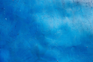Blue painted metal plate background texture.