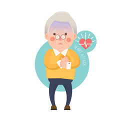 Vector Illustration of Old Man having Heart Attack, Cartoon Character
