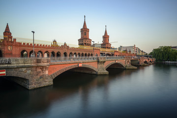 historical Oberbaum bridge (Oberbaumbruecke) and the river Spree in Berlin, Germany, Europe

