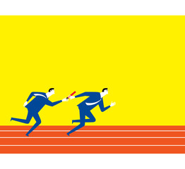 Fototapeta na wymiar Teamwork of sport / Two businessmen are relay race.