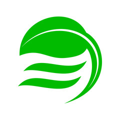 Green leaf icon, simple style