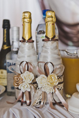 The decorations on the bottles of wedding champagne 5203.