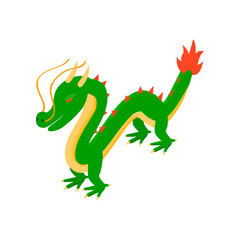 Fototapeta premium Green chinese dragon icon, isometric 3d style