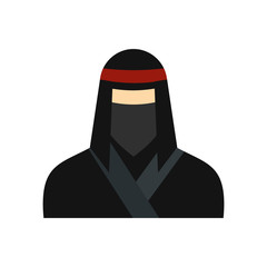 Female ninja in a black mask flat icon © juliars