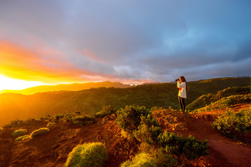 Fototapeta premium Mountain sunrise view on La Gomera island