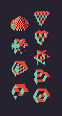 Fototapeta premium Abstract 3d geometric objects, useful for logos or technology background. illustration