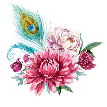 Watercolor floral composition 