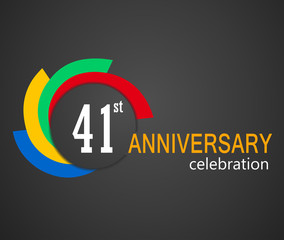 41st Anniversary celebration background, 41 years anniversary card illustration - vector eps10 - obrazy, fototapety, plakaty