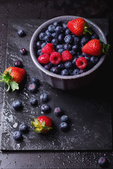Blueberries, dark rustic style