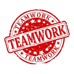 Red round damaged stamped - teamwork - vector eps