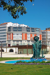 Brunnen an der Hafenpromenade A Coruna