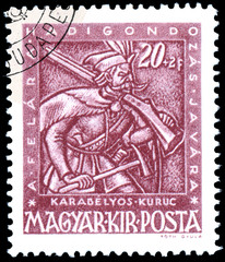 Stamp printed by Hungary, shows shows Musketeer