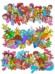 Happy Holi festival doodle