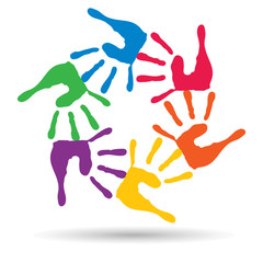 Vector conceptual children painted hand print isolated