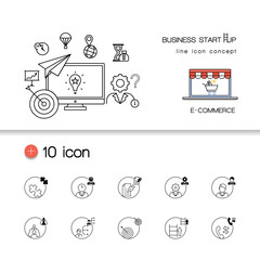 Modern thin line icons set of corporate management and business