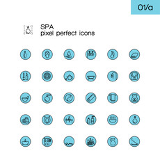 Modern thin line pixel perfect icons set. Spa & Wellness symbol