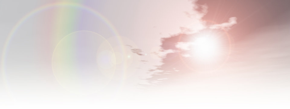 Beautiful natural rainbow sky with white clouds background banner
