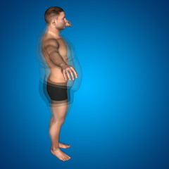 Obraz premium Human man fat and slim concept on blue