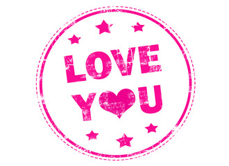 Grunge rubber stamp with text - Love You