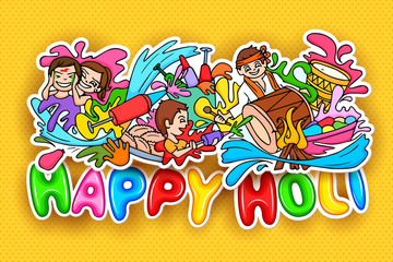 Happy Holi festival doodle