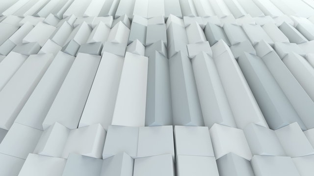 abstract rectangular and box elements background with randomly rotated elements, 3d render or boxes and rectangles with fillet edges, loopable
