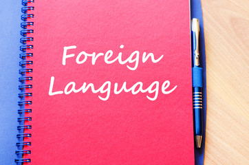 Foreign language write on notebook