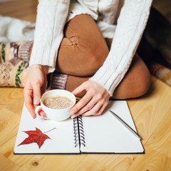 Girl and her morning of the house with things