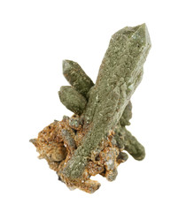 Prase crystals on a white background