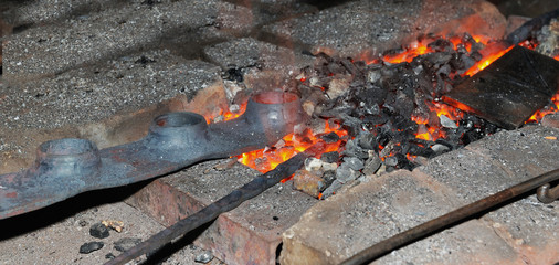blacksmith forged iron traditional hammer beating
