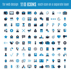 Business icons black and blue