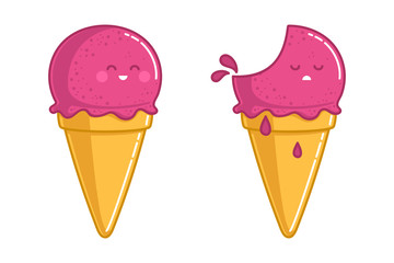 Sweet ice cream funny and sad