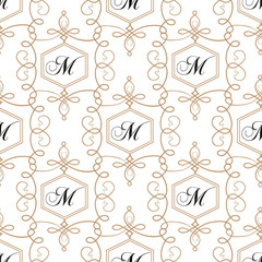 Flourish seamless pattern. Modern retro monogram vector illustration. Suitable for package design, wrapping paper, textile.