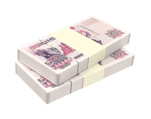 Algerian dinar bills isolated on white background. Computer generated 3D photo rendering.