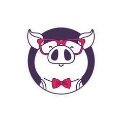 Logo pig hipster