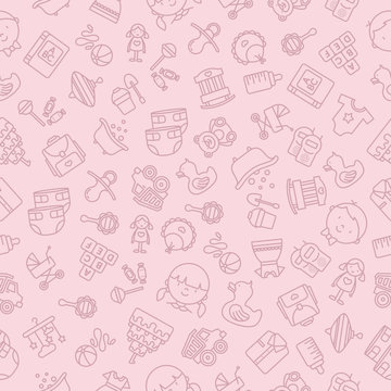 Fototapeta Pattern kids and baby brown