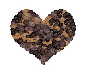 Stack of Coffee Beans Forming in Heart Shape