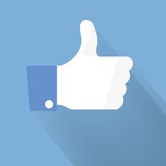 thumbs up hand,like concept social vector flat icon  long shadow illustration - 103328223