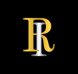 RI initial letter with gold and silver