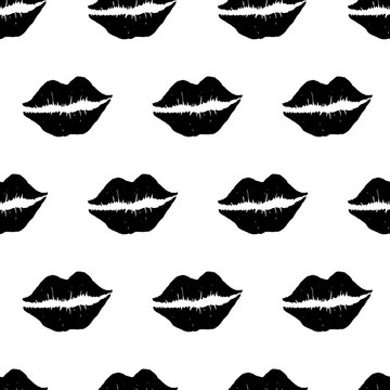 Seamless pattern with ink lips.