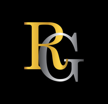 RG initial letter with gold and silver