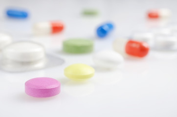 Colored medicine tablets