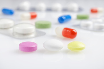 Colored medicine tablets