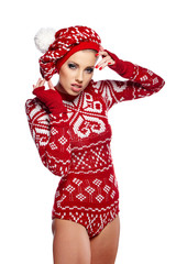 beautiful woman in warm clothing 