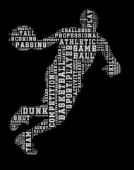 Basketball player word cloud, basketball typography background
