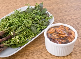Close Up of Fresh Neem with Sweet Sauce