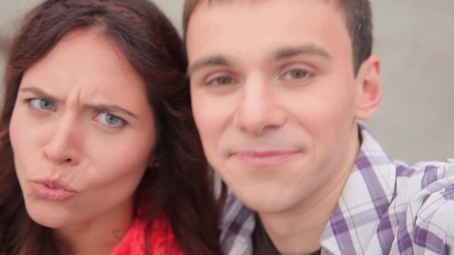 Affectation and selfie man and woman.