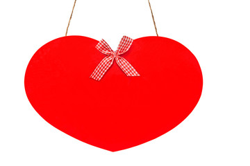 Red hanging heart with bow