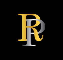 RP initial letter with gold and silver