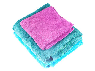 colored towels on the white background